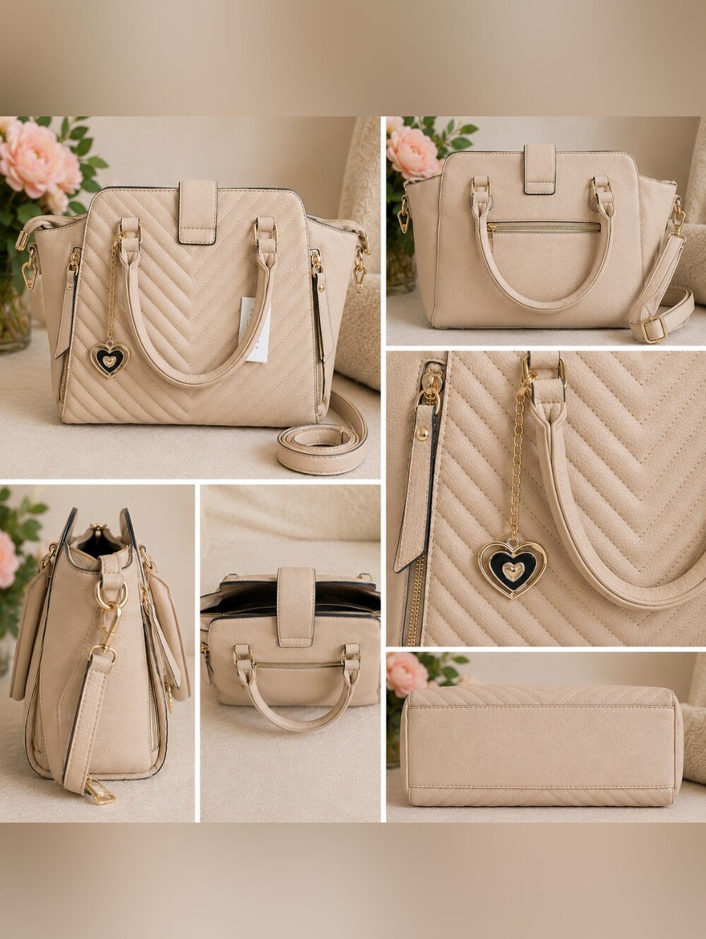 Cream Quilted Satchel Crossbody Handbag – NWT